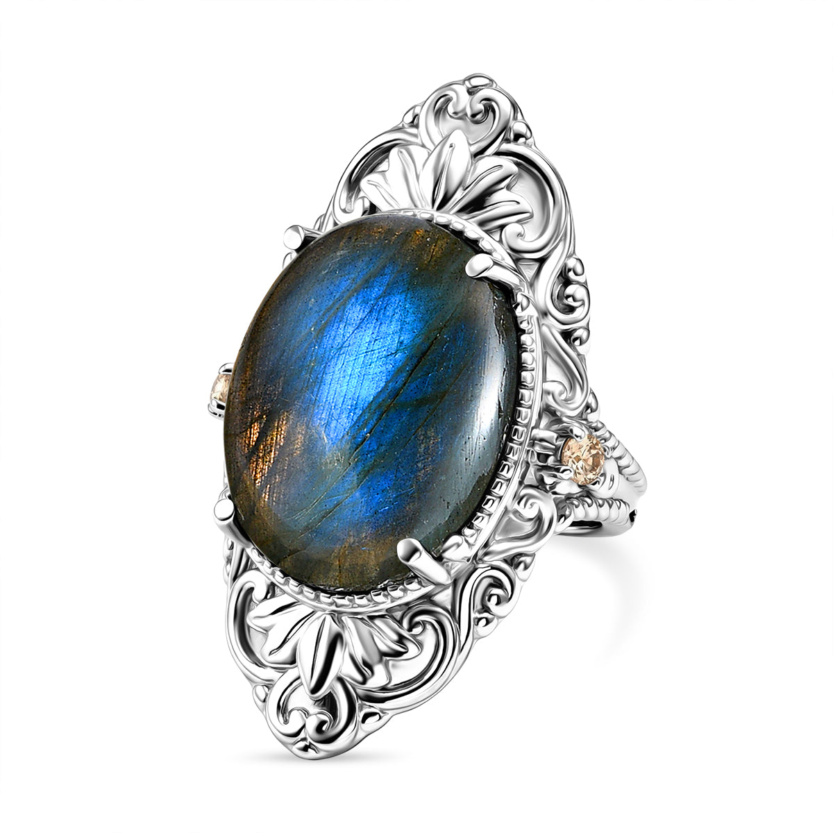 EverTrue - Labradorite &amp; Champagne Cubic Zirconia Ring 18.37 Ct. V32515342 0