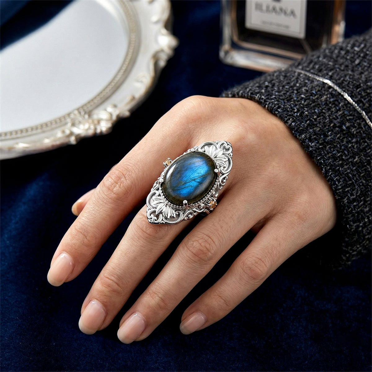 EverTrue - Labradorite &amp; Champagne Cubic Zirconia Ring 18.37 Ct. V32515342 2