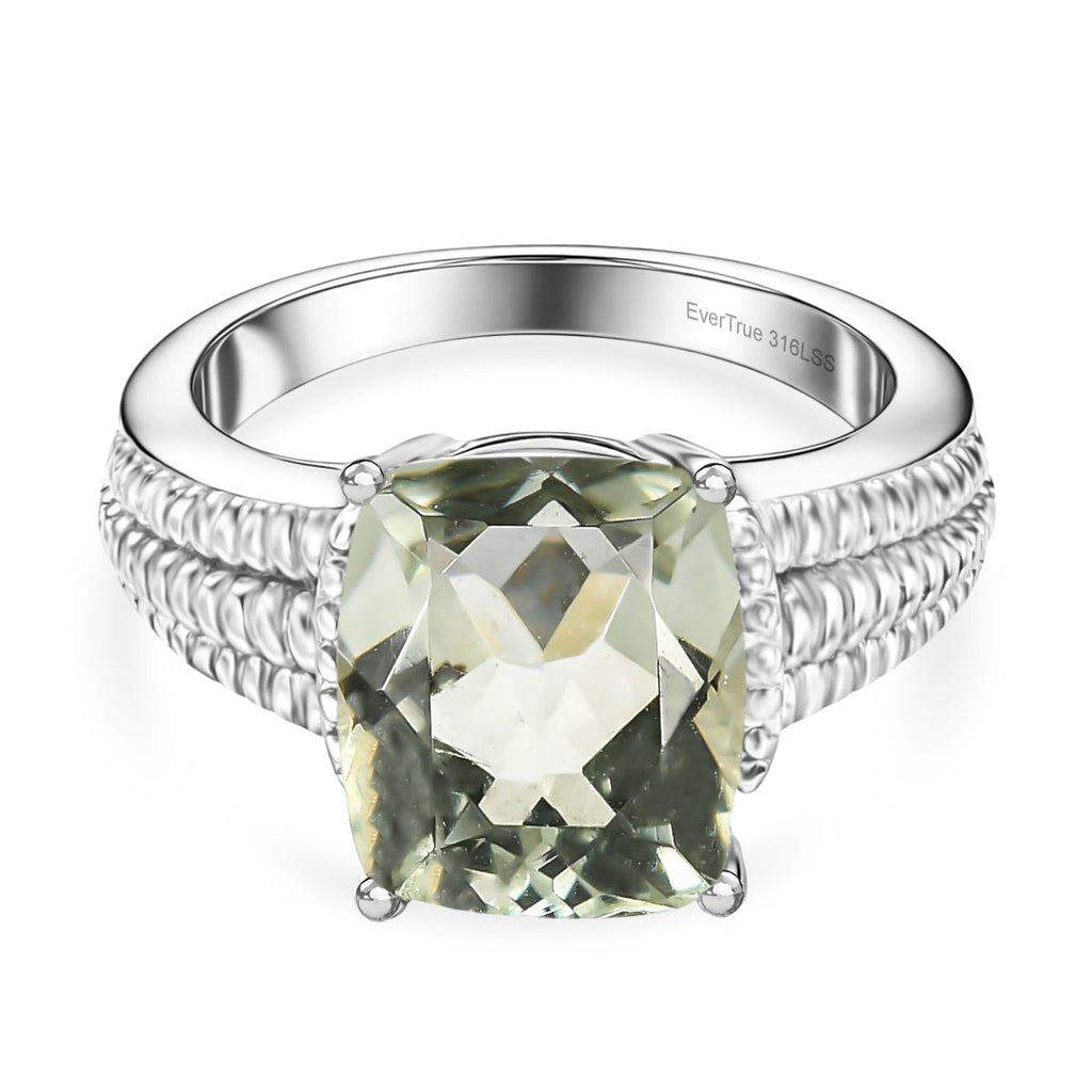 Green Amethyst Solitaire Ring 3.98 Ct.