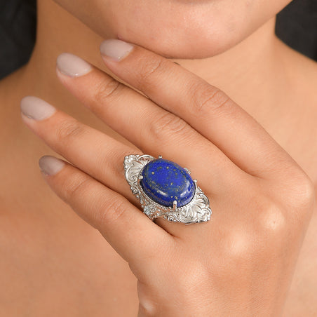EverTrue - Lapis Lazuli &amp; Blue Cubic Zirconia Ring 17.50 Ct. 8507121 2