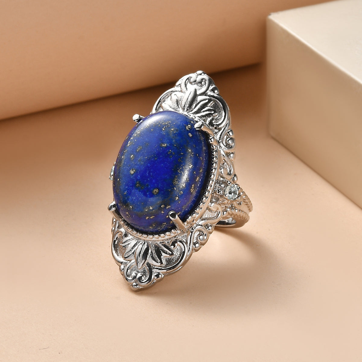 EverTrue - Lapis Lazuli &amp; Blue Cubic Zirconia Ring 17.50 Ct. V32515178 3