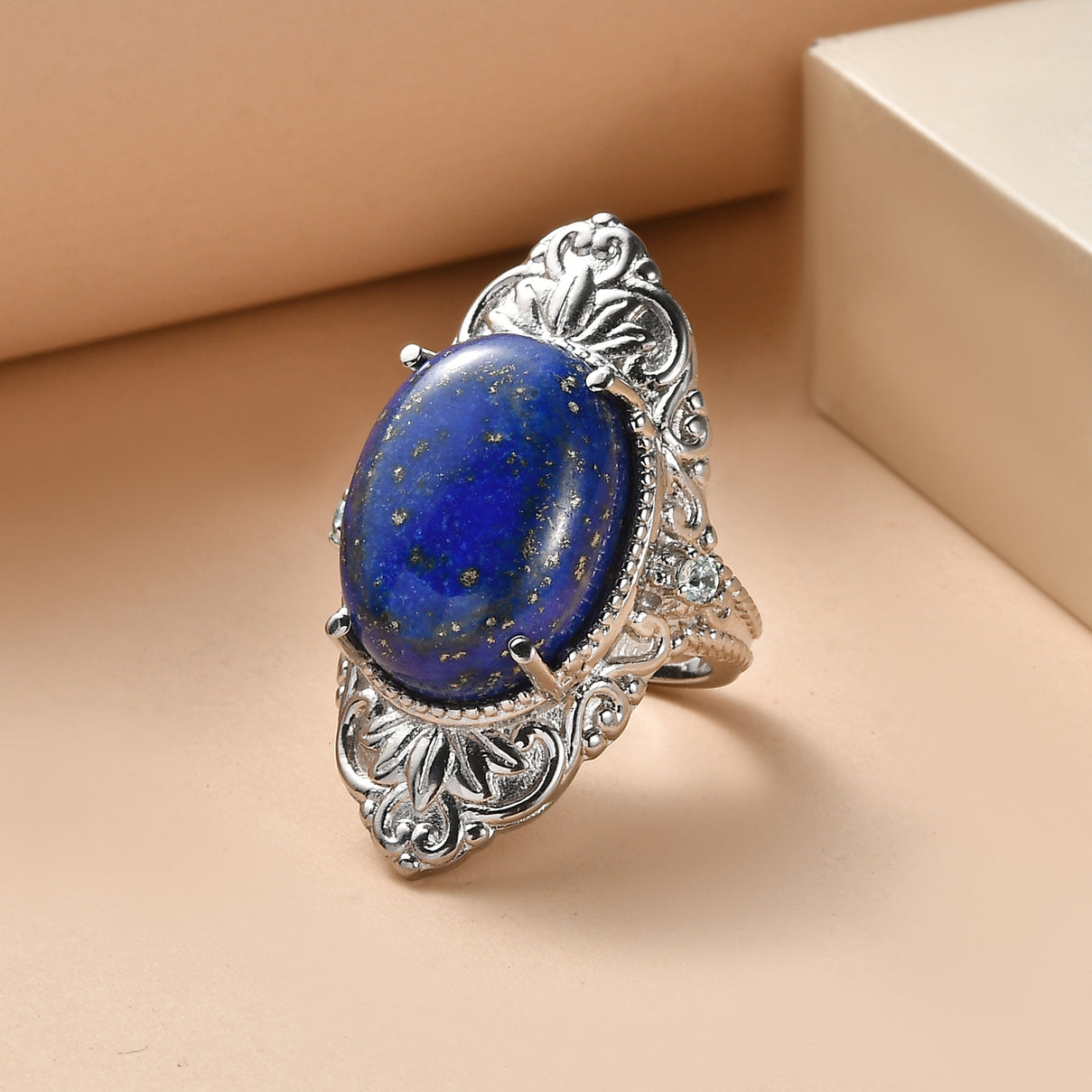 EverTrue - Lapis Lazuli &amp; Blue Cubic Zirconia Ring 17.50 Ct. V32512713 3