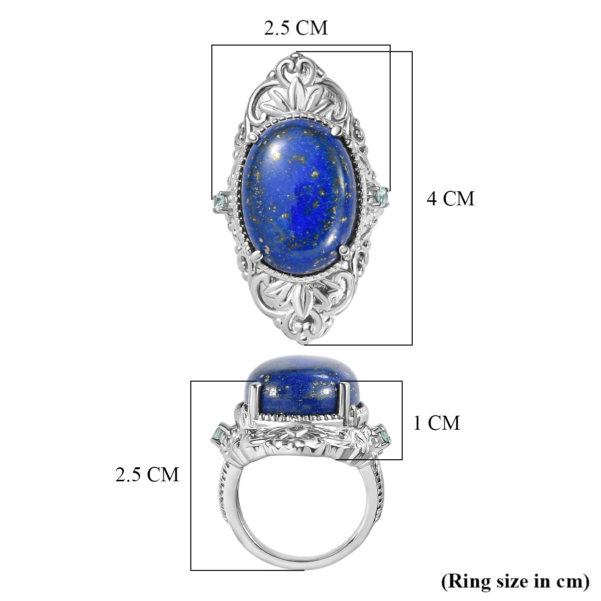 EverTrue - Lapis Lazuli &amp; Blue Cubic Zirconia Ring 17.50 Ct. V32512941 6