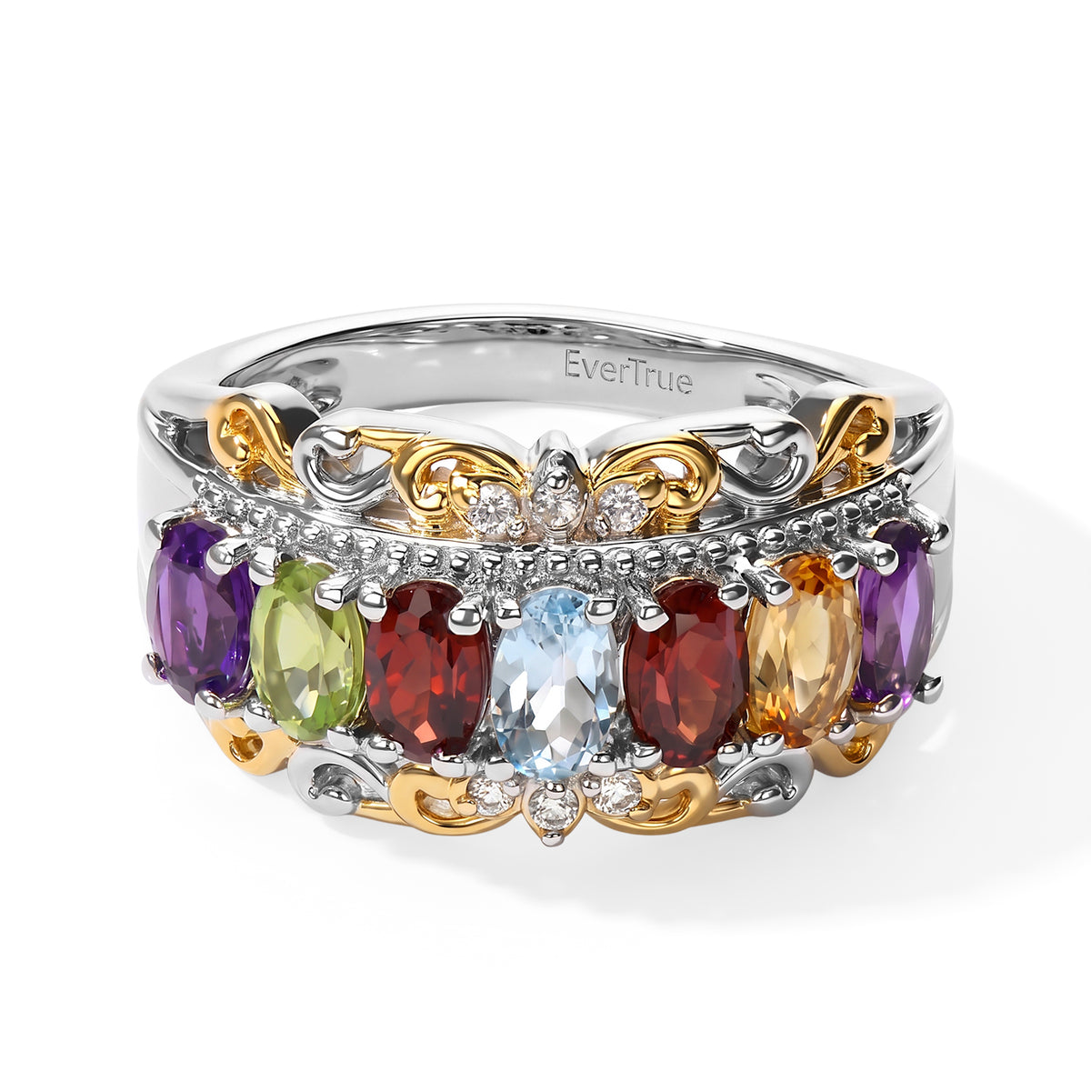 EverTrue - African Amethyst &amp; Multi Gemstones Ring 1.90 Ct. 8507163 0