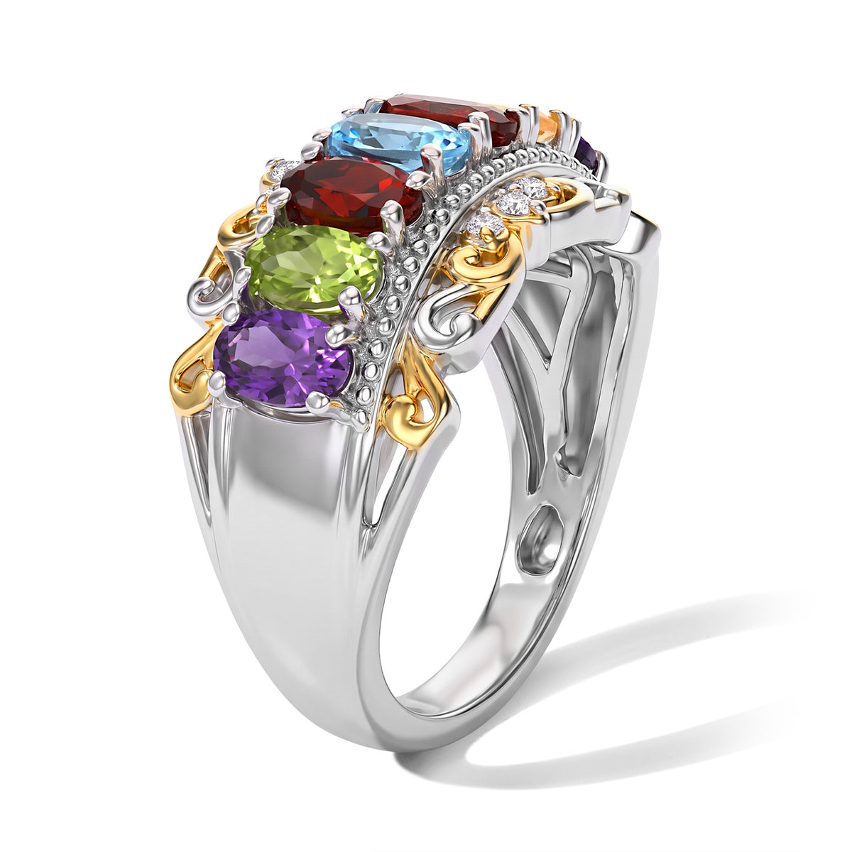 EverTrue - African Amethyst &amp; Multi Gemstones Ring 1.90 Ct. 8507163 3