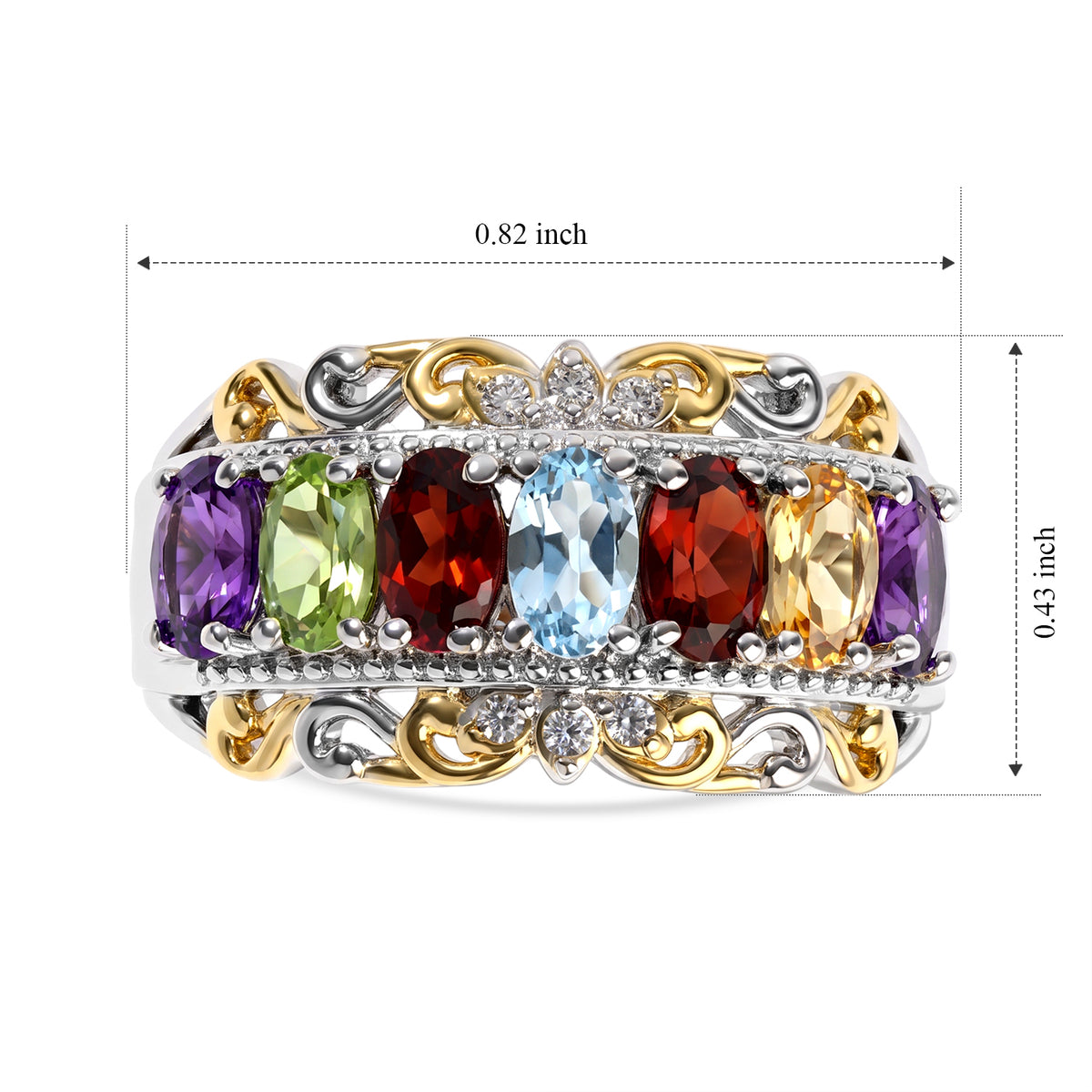 EverTrue - African Amethyst &amp; Multi Gemstones Ring 1.90 Ct. 8507163 5