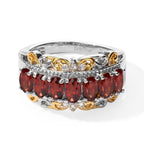 EverTrue Red Garnet, White Zircon Main Stone With Side Stone Ring Pure Yellow Brass  2.627  Ct._8507183