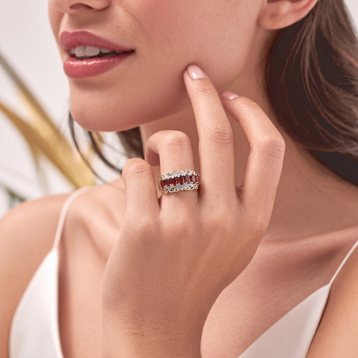 EverTrue - Red Garnet &amp; White Zircon Ring 2.60 Ct. 8507183 2