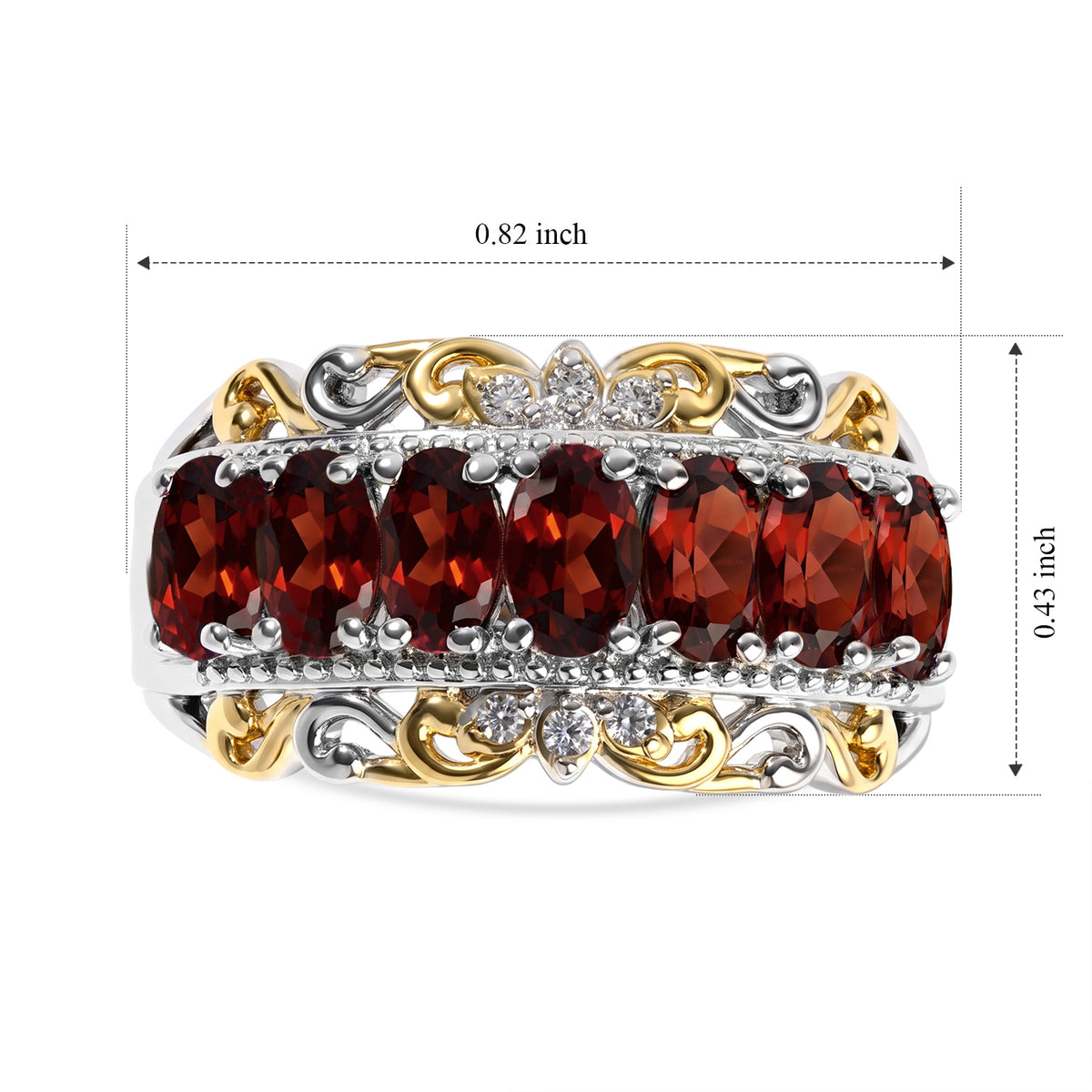 EverTrue - Red Garnet &amp; White Zircon Ring 2.60 Ct. 8507183 5