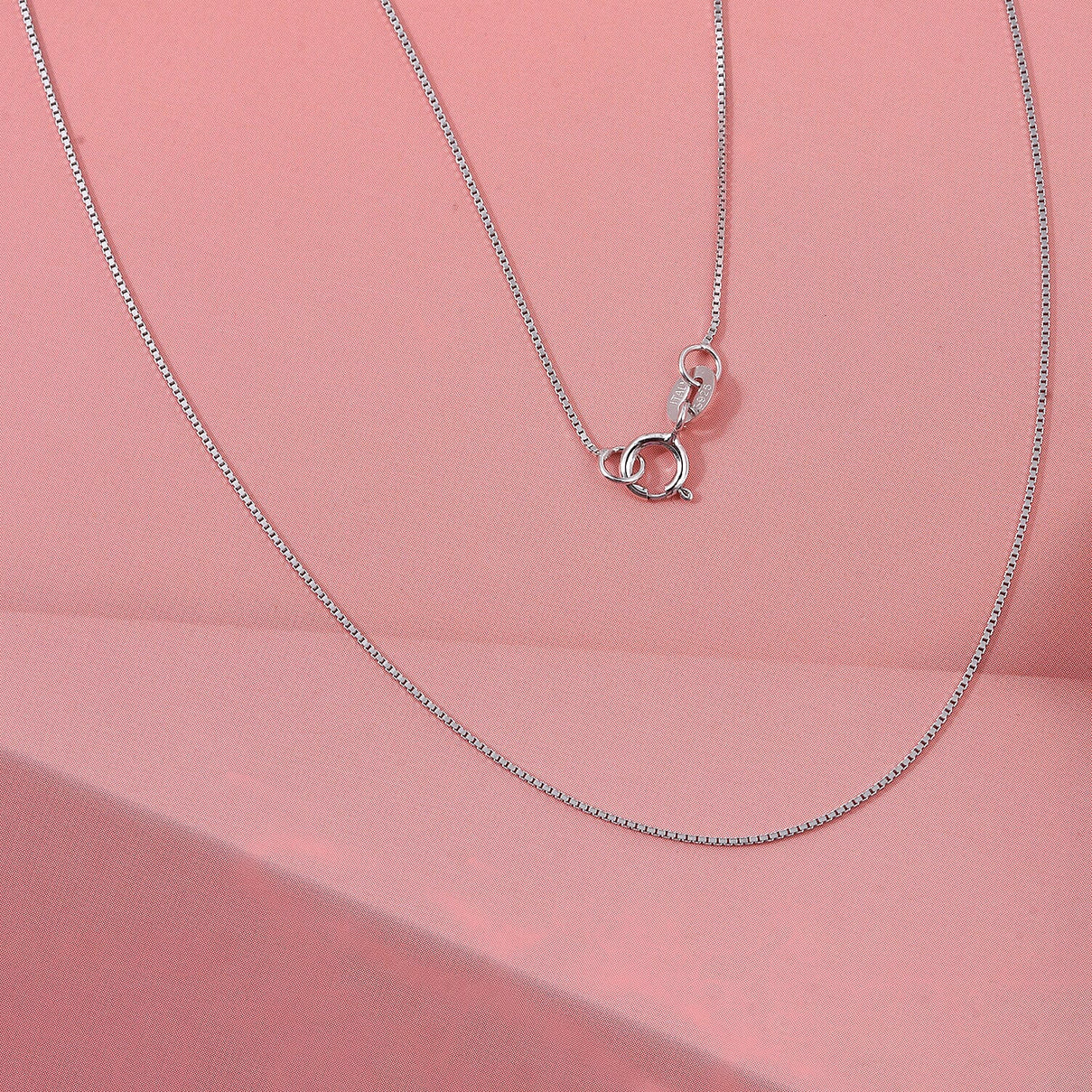 Close Out Deal - Rhodium Overlay Sterling Silver 0.4MM Box Chain (Size - 20) V32512525 2