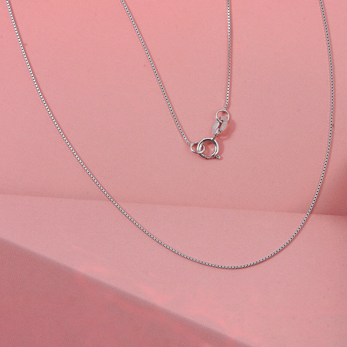Close Out Deal - Rhodium Overlay Sterling Silver 0.4MM Box Chain (Size - 20) V32512525 2