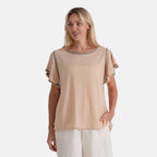 La Marey Embroidered Soft Touch Top (Size S, 8-10) - Beige_8507365