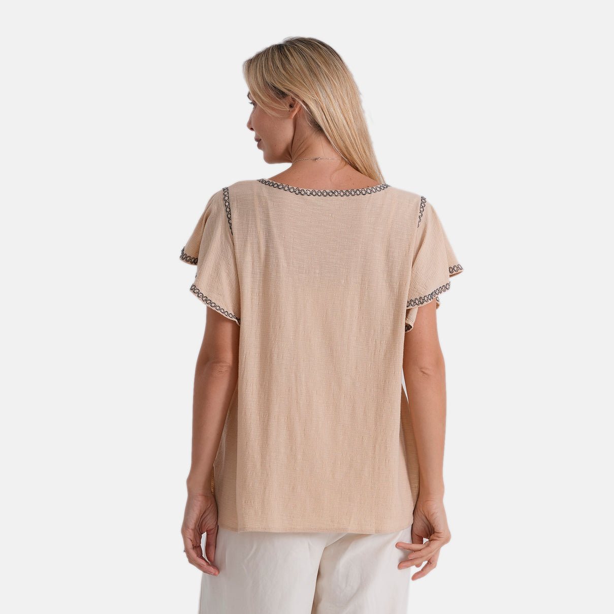 La Marey Embroidered Soft Touch Top (Size S, 8-10) - Beige 8507365 2