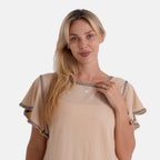 La Marey Embroidered Soft Touch Top (Size S, 8-10) - Beige_8507365_4