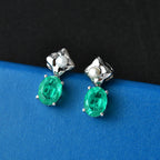 D'Joy Emeraldine Triplet Quartz & Fresh Water Pearl Dangling Earring with Push Post in Platinum Overlay Sterling Silver 3.40 Ct._8507853_2