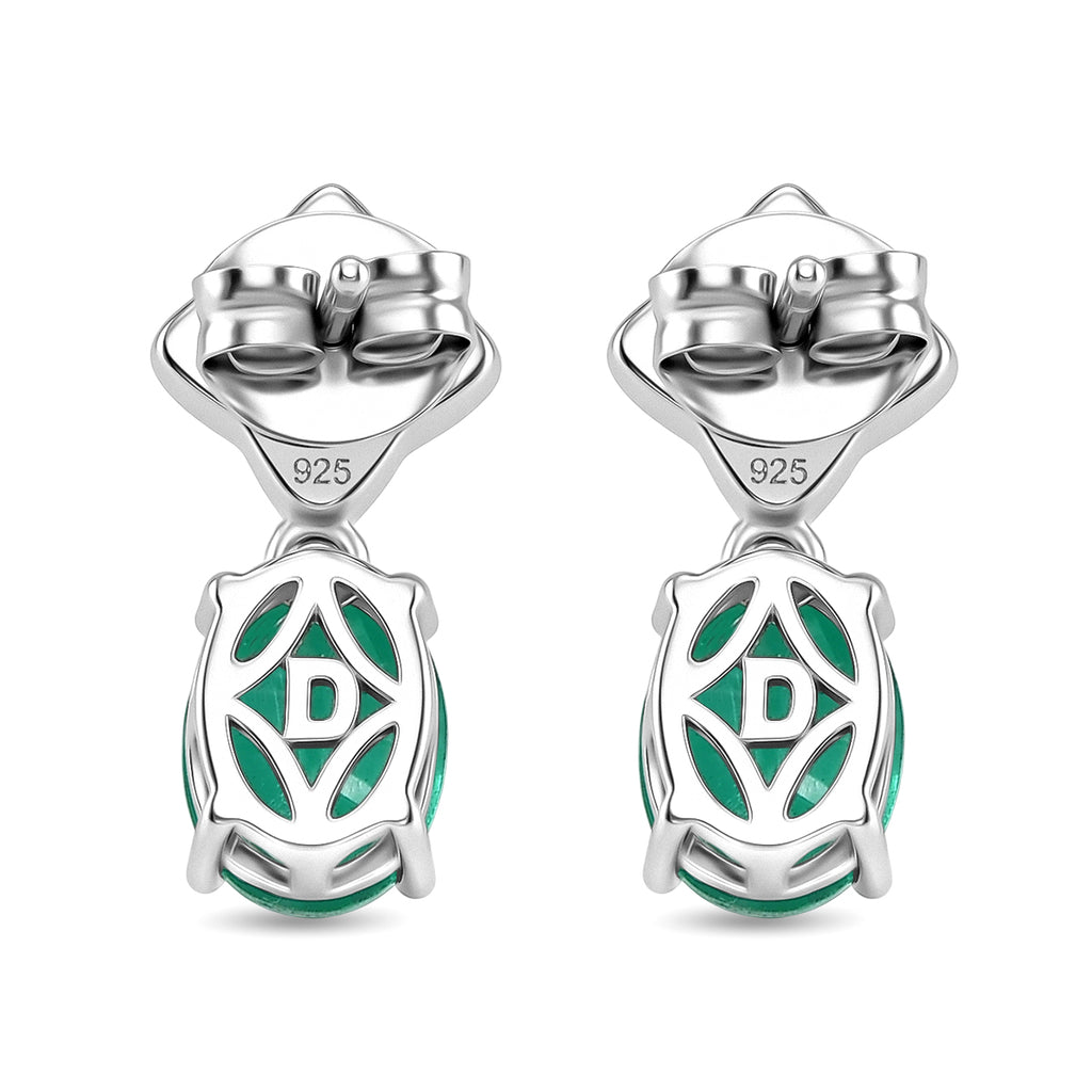 D'Joy Emeraldine Triplet Quartz & Fresh Water Pearl Dangling Earring with Push Post in Platinum Overlay Sterling Silver 3.40 Ct._8507853_4