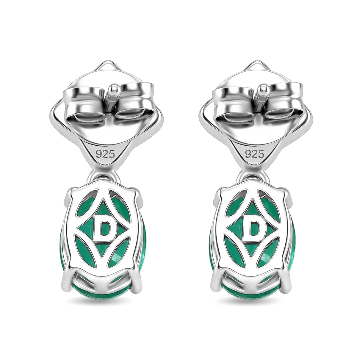 D'Joy Emeraldine Triplet Quartz &amp; Fresh Water Pearl Dangling Earring with Push Post in Platinum Overlay Sterling Silver 3.40 Ct. 8507853 5