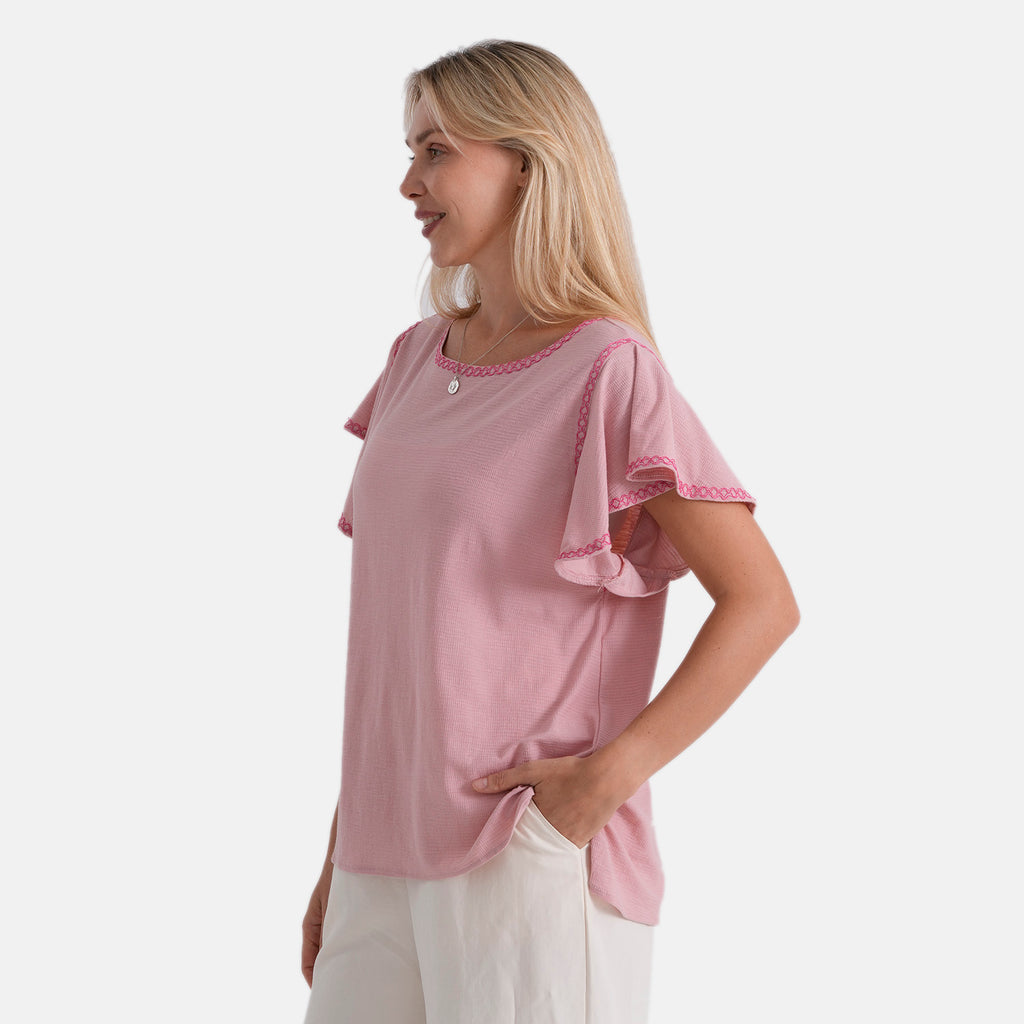 La Marey Embroidered Soft Touch Top (Size XL, 20-22) - Pink_8507867_3