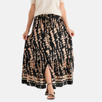 La Marey Print Buttoned Skirt (Size - S/M, 8-14) - Black & Light Brown_8507927