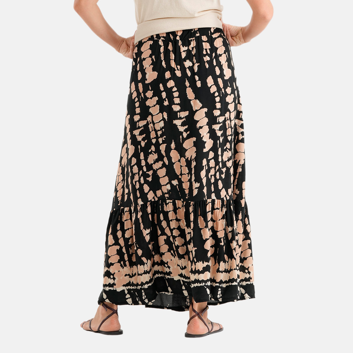 La Marey Printed Buttoned Skirt (Size - S/M, 8-14) - Black &amp; Light Brown V32646973 3