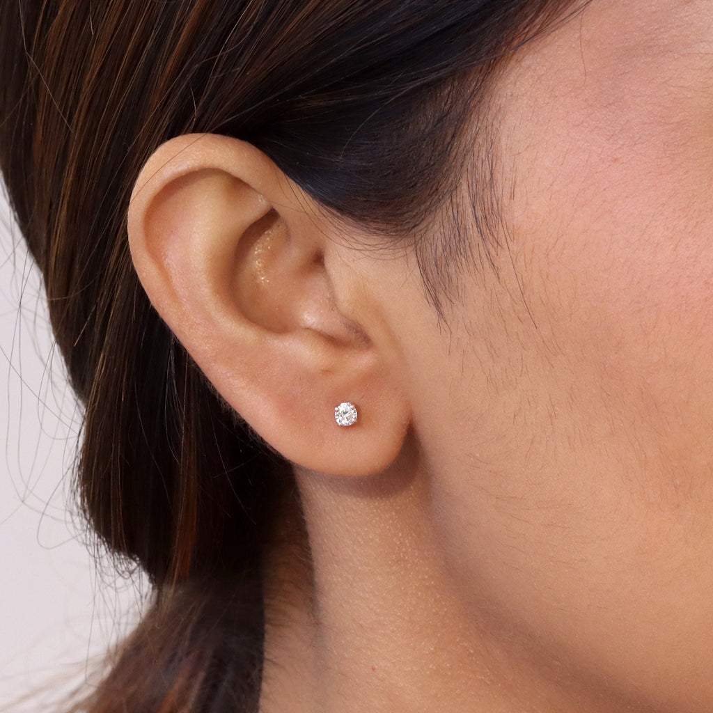 Luxuriant SI-G/H Lab Grown Diamond Solitaire Stud Screw Back  Earring in 18K Vermeil Rose Gold Plated Sterling Silver 0.22 Ct._8507931_1