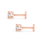 Luxuriant SI-G/H Lab Grown Diamond Solitaire Stud Screw Back  Earring in 18K Vermeil Rose Gold Plated Sterling Silver 0.22 Ct._8507931_3
