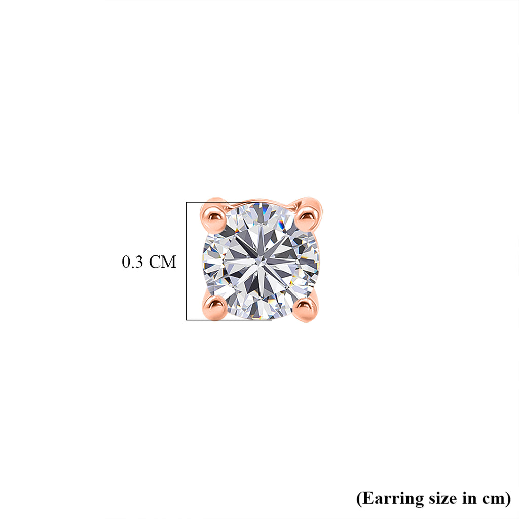 Luxuriant SI-G/H Lab Grown Diamond Solitaire Stud Screw Back  Earring in 18K Vermeil Rose Gold Plated Sterling Silver 0.22 Ct._8507931_5