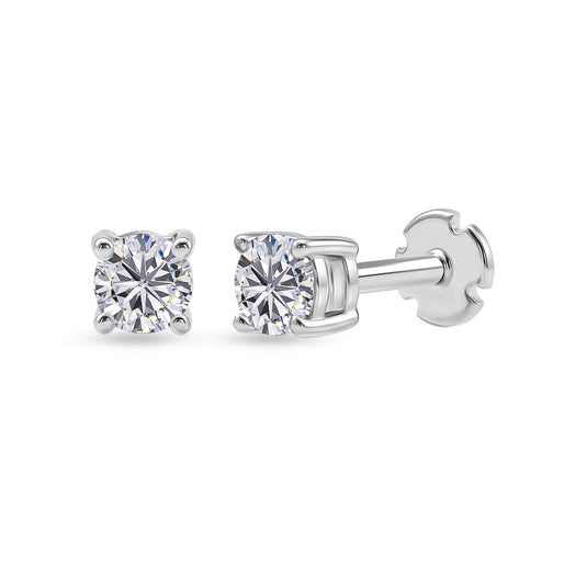 Luxuriant SI-G/H Lab Grown Diamond Solitaire Earring with Screw Back in Sterling Silver