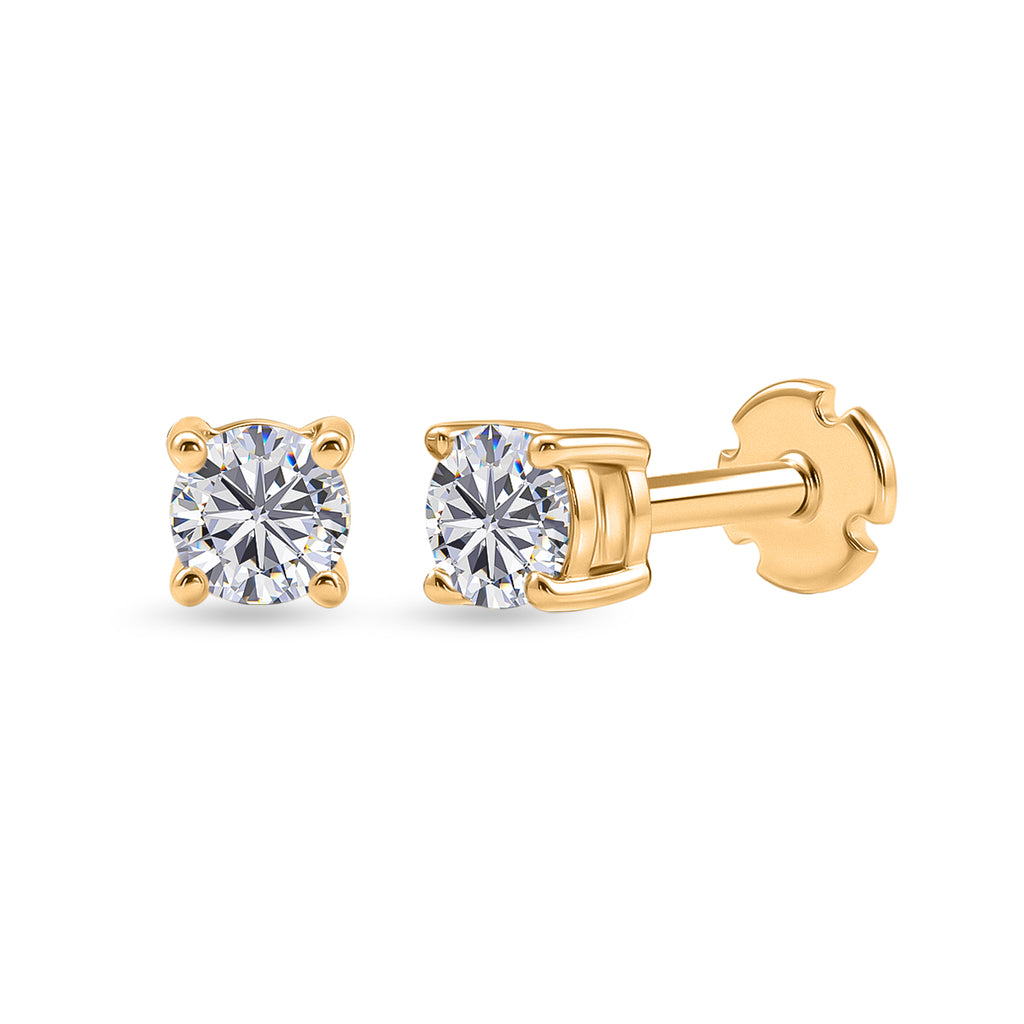 Luxuriant SI-G/H Lab Grown Diamond Solitaire Earring with Screw Back in 18K Vermeil Yellow Gold Plated Sterling Silver 0.50 Ct._8507936