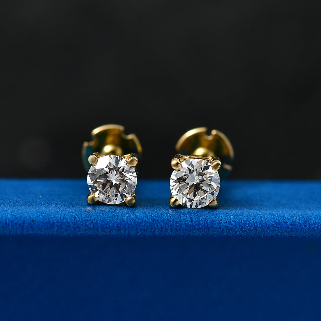 Luxuriant SI-G/H Lab Grown Diamond Solitaire Earring with Screw Back in 18K Vermeil Yellow Gold Plated Sterling Silver 0.50 Ct._8507936_2
