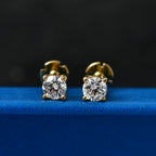 Luxuriant SI-G/H Lab Grown Diamond Solitaire Earring with Screw Back in 18K Vermeil Yellow Gold Plated Sterling Silver 0.50 Ct._8507936_2