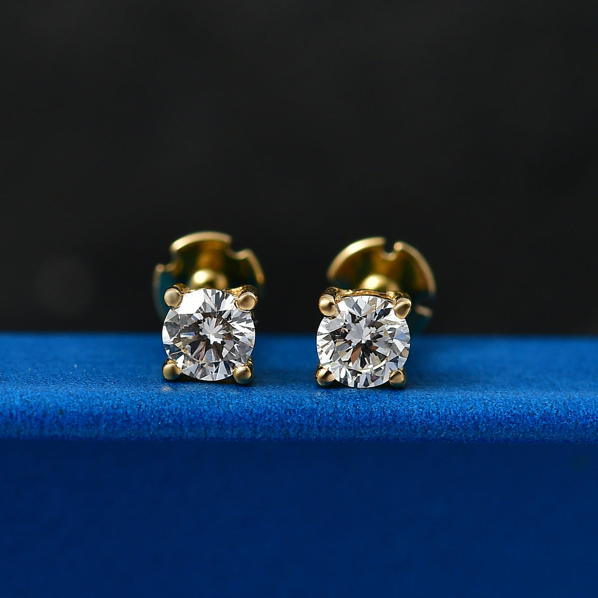 LUXURIANT 0.50 Ct. Lab Grown Diamond Solitaire Stud Earring with Screw Back in 18K Vermeil Yellow Gold Plated Sterling Silver (SI-G-H) 8507936 3