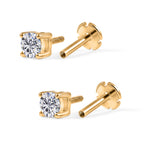 Luxuriant SI-G/H Lab Grown Diamond Solitaire Earring with Screw Back in 18K Vermeil Yellow Gold Plated Sterling Silver 0.50 Ct._8507936_4