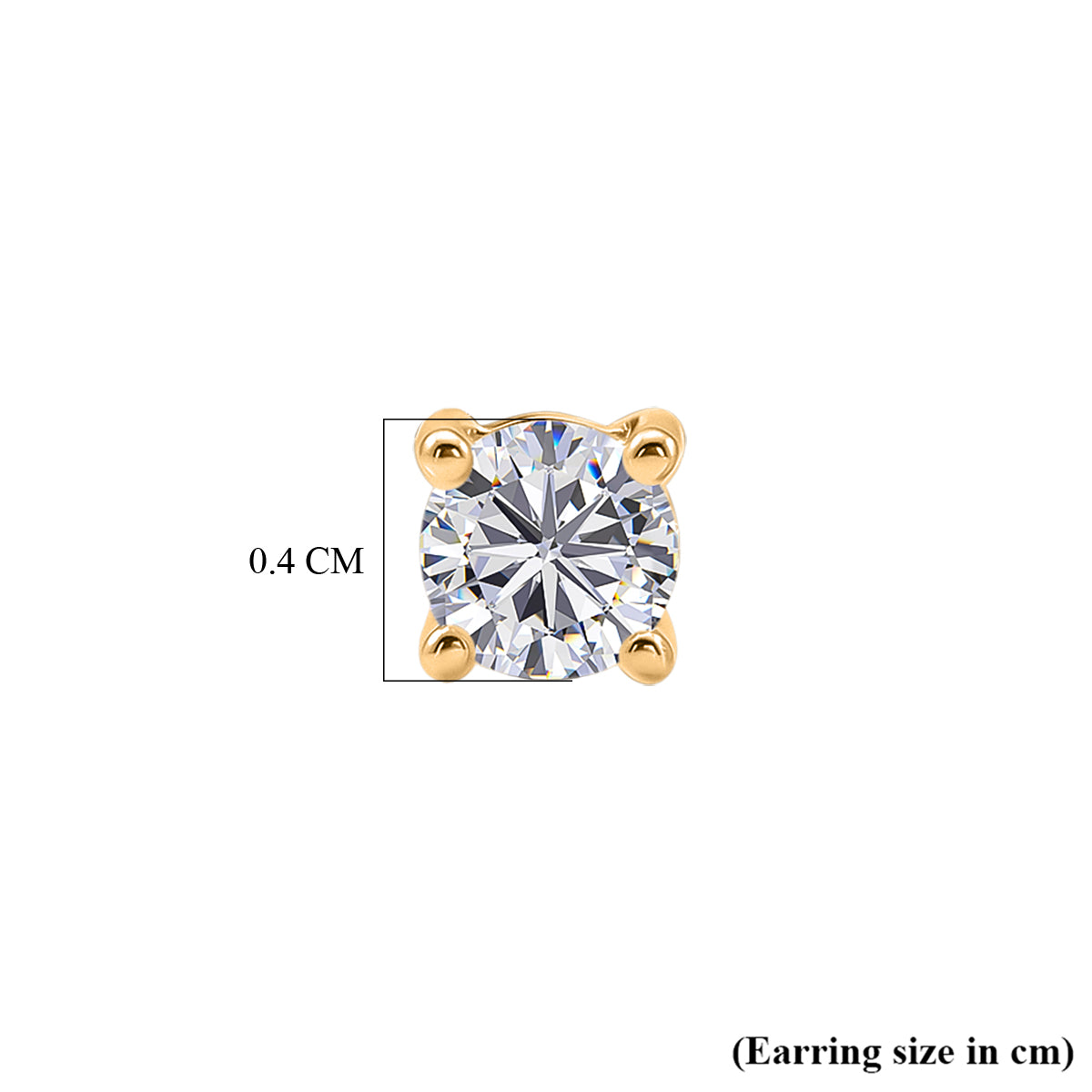 LUXURIANT 0.50 Ct. Lab Grown Diamond Solitaire Stud Earring with Screw Back in 18K Vermeil Yellow Gold Plated Sterling Silver (SI-G-H) 8507936 6