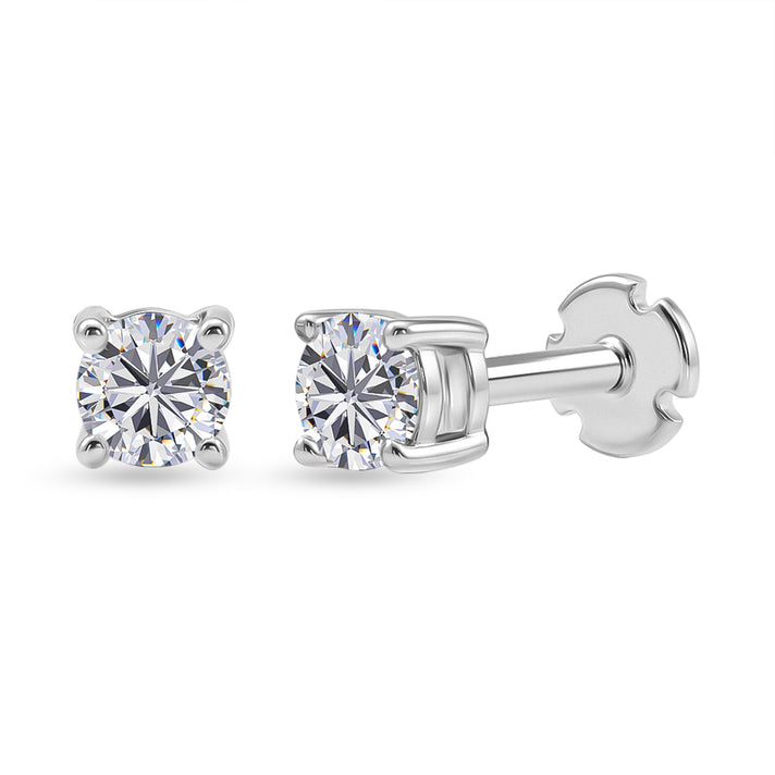 LUXURIANT 1 Ct. Lab Grown Diamond Solitaire Stud Earring with Screw Back in Rhodium Overlay Sterling Silver (SI-G-H) 8507938 1