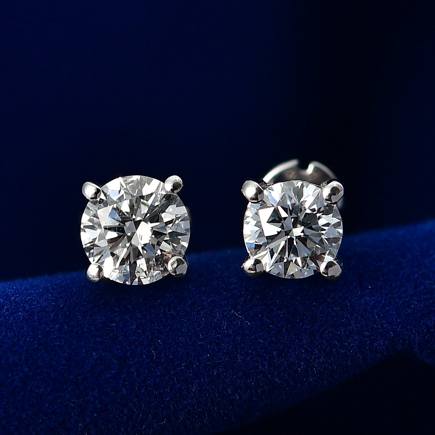 LUXURIANT 1 Ct. Lab Grown Diamond Solitaire Stud Earring with Screw Back in Rhodium Overlay Sterling Silver (SI-G-H) 8507938 3