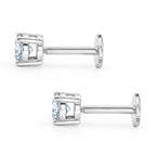 Luxuriant SI-G/H Lab Grown Diamond Solitaire Earring with Screw Back in Rhodium Overlay Sterling Silver 1.01 Ct._8507938_3