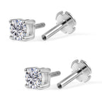 Luxuriant SI-G/H Lab Grown Diamond Solitaire Earring with Screw Back in Rhodium Overlay Sterling Silver 1.01 Ct._8507938_4
