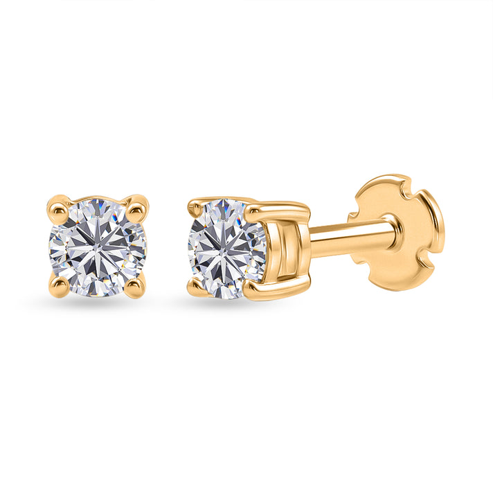 LUXURIANT 1 Ct. Lab Grown Diamond Solitaire Stud Earring with Screw Back in 18K Vermeil Yellow Gold Over Sterling Silver (SI-G-H) 8507939 1