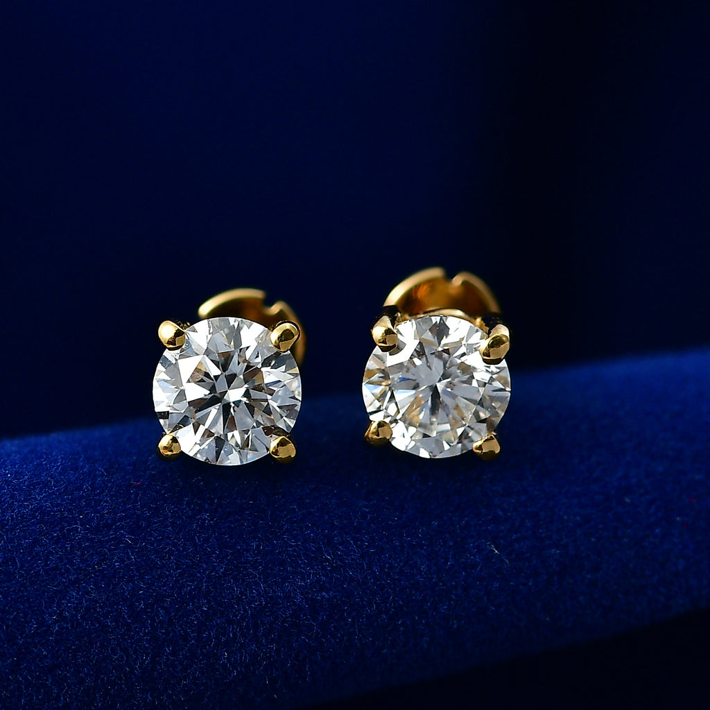 Luxuriant SI-G/H Lab Grown Diamond Solitaire Stud Earring with Screw Back in 18K Vermeil Yellow Gold Plated Sterling Silver 1.01 Ct._8507939_2