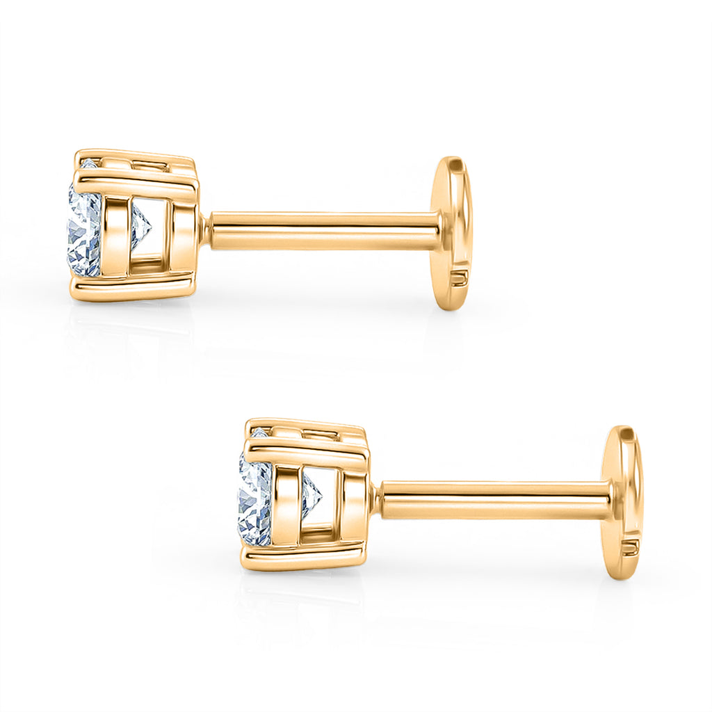 Luxuriant SI-G/H Lab Grown Diamond Solitaire Stud Earring with Screw Back in 18K Vermeil Yellow Gold Plated Sterling Silver 1.01 Ct._8507939_3