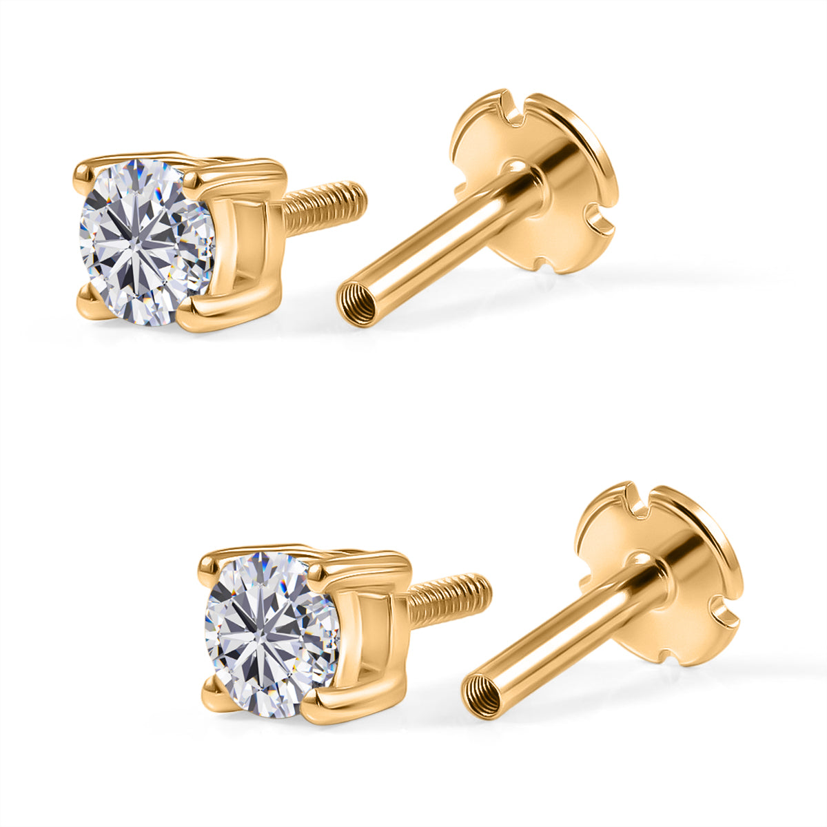LUXURIANT 1 Ct. Lab Grown Diamond Solitaire Stud Earring with Screw Back in 18K Vermeil Yellow Gold Over Sterling Silver (SI-G-H) 8507939 5