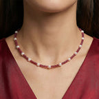Premium African Ruby (60.00 Ct) & Fresh Water Pearl Necklace (Size - 18) in Rhodium Overlay Sterling Silver 90.00 Ct._8507962_1