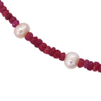 Premium African Ruby (60.00 Ct) & Fresh Water Pearl Necklace (Size - 18) in Rhodium Overlay Sterling Silver 90.00 Ct._8507962_3