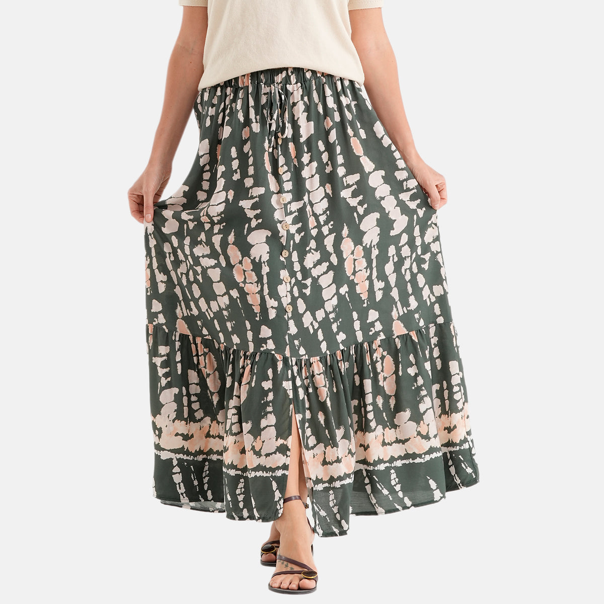 La Marey Printed Buttoned Skirt (Size - S/M, 8-14) - Green 8507979 0