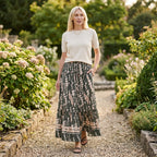 La Marey Print Buttoned Skirt (Size - S/M, 8-14) - Green_8507979_1