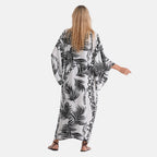 La Marey Print V-Neck Kaftan (One Size) - Black & White_8507983_2