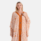La Marey Print V-Neck Kaftan (One Size) - Brown_8508039_4