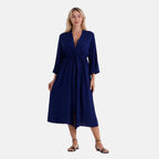 La Marey Womens 100% Viscose Long Kimono (One Size) - Blue_8508040