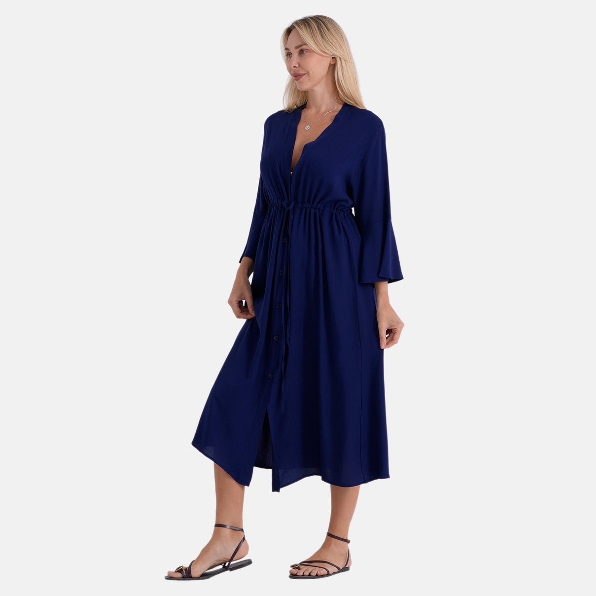 La Marey Womens 100% Viscose Long Kimono (One Size) - Blue 8508040 3